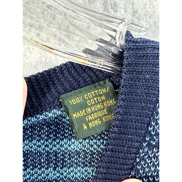 Bobby Jones Large Sweater V Neck Long Sleeve Cotton Golf Grandpa Diamond Blue - Picture 7 of 9